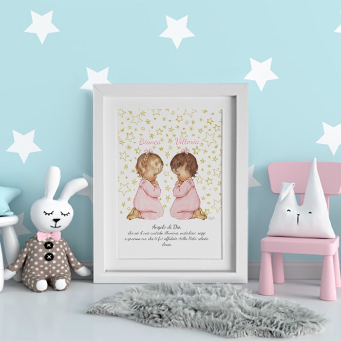 Quadretto Bibibaby Preghierina Gemelle - immagine 3
