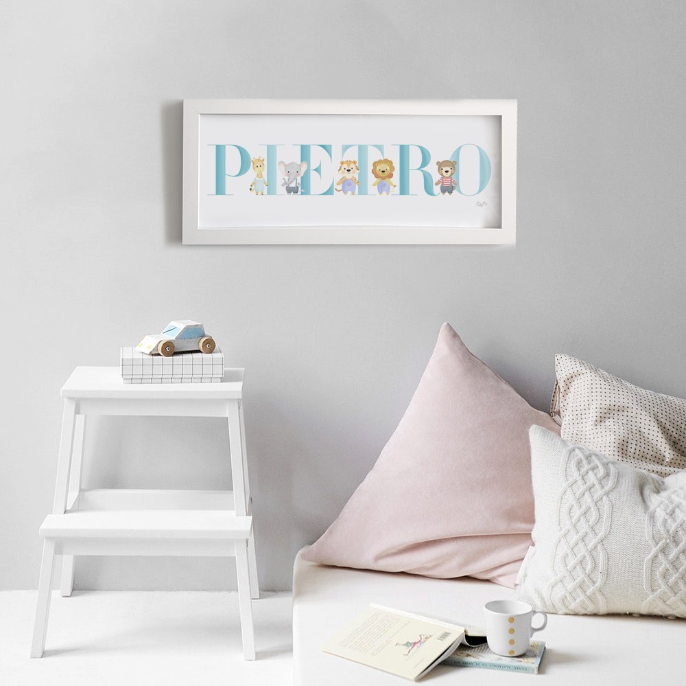Quadretto Bibibaby lungo con nome e animaletti - immagine 4