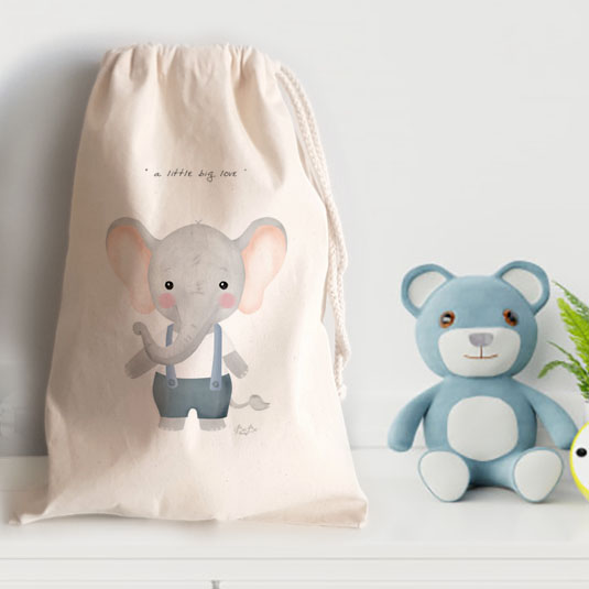 sacchetto asilo animaletto personalizzato nome animaletto lettera bibibaby
