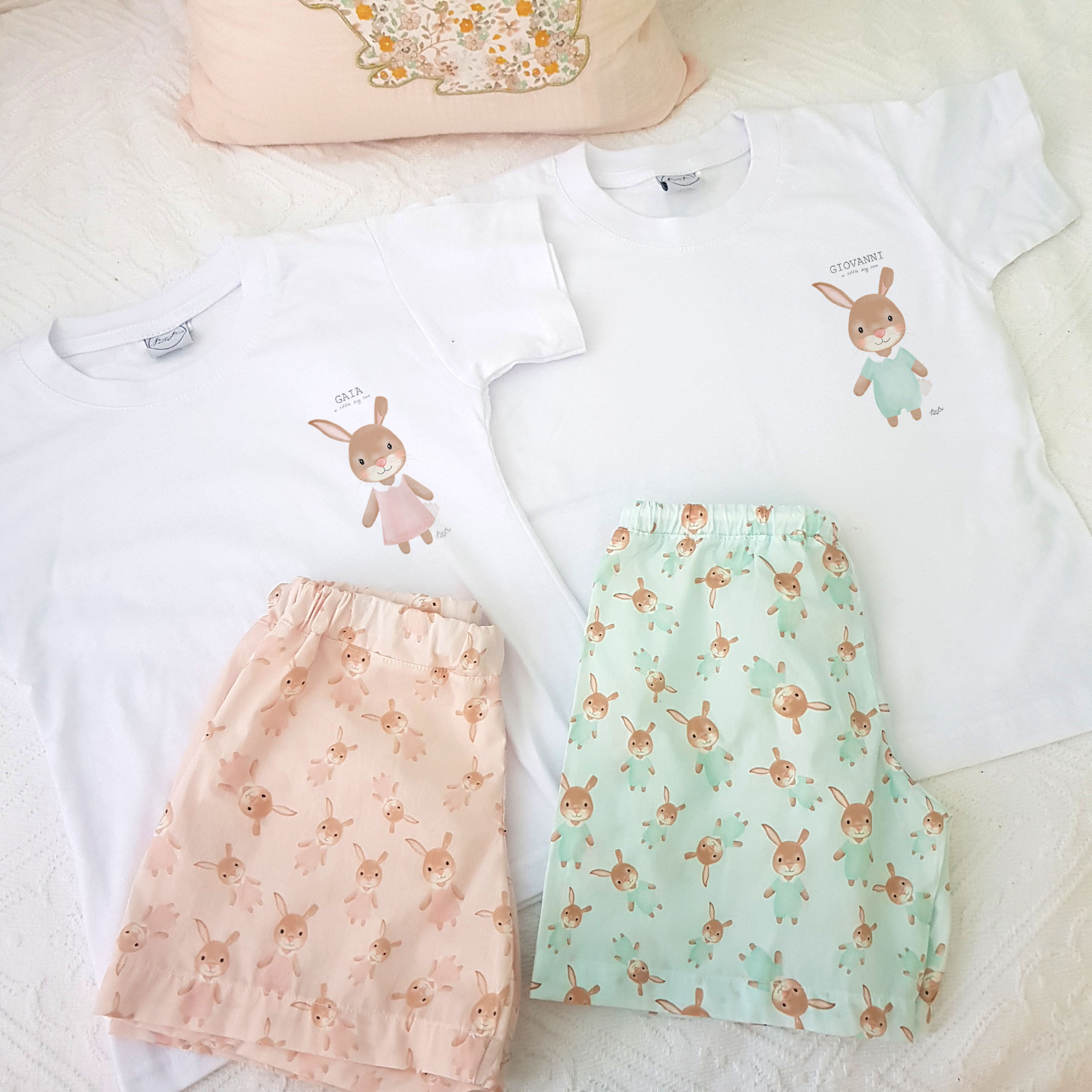 Pigiama corto, bimba, bimbo, personalizzare, nome, colore, maniche corte, estate, nanna, Bibibaby