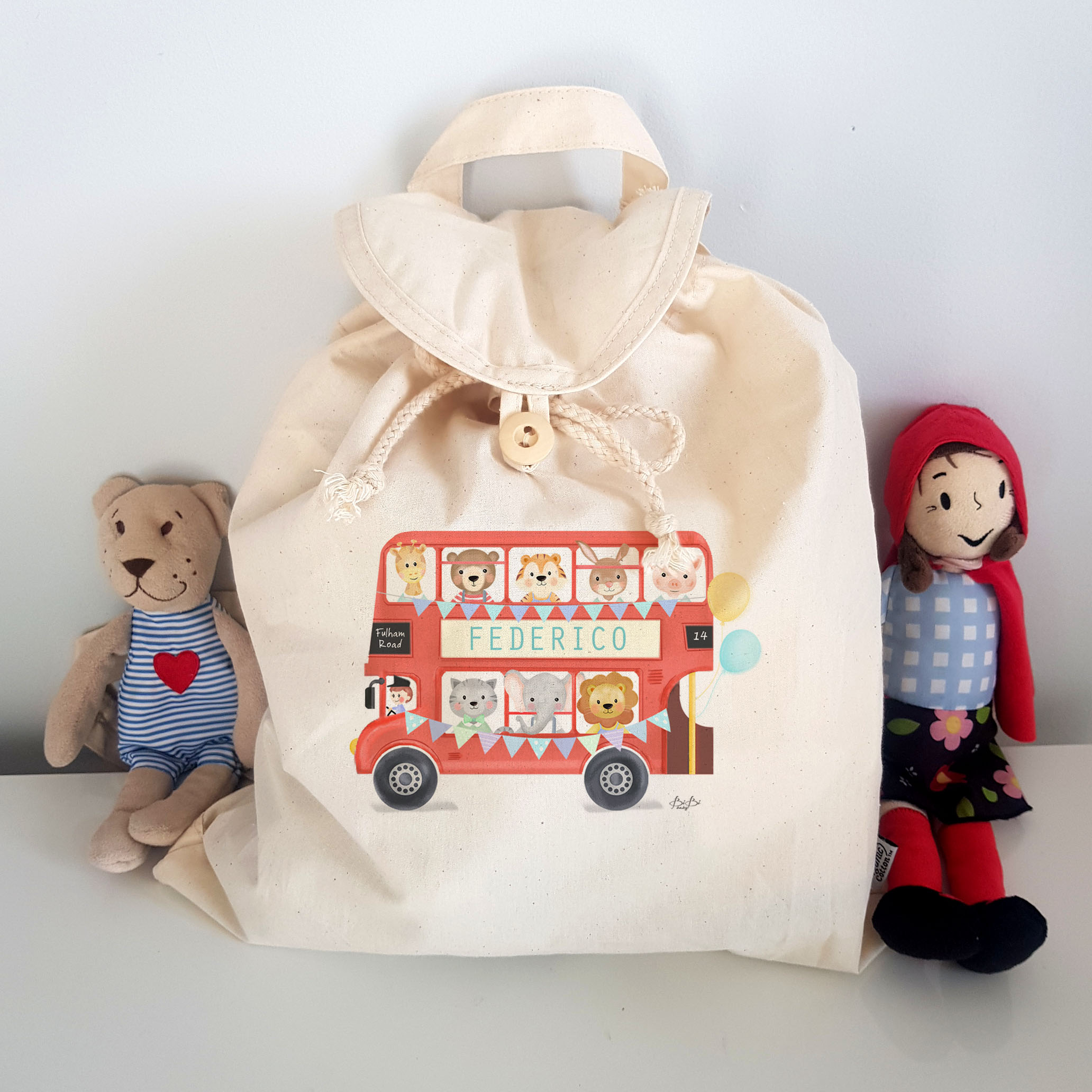 Zainetto Cotone Leggero Bibibaby London Bus - immagine 2