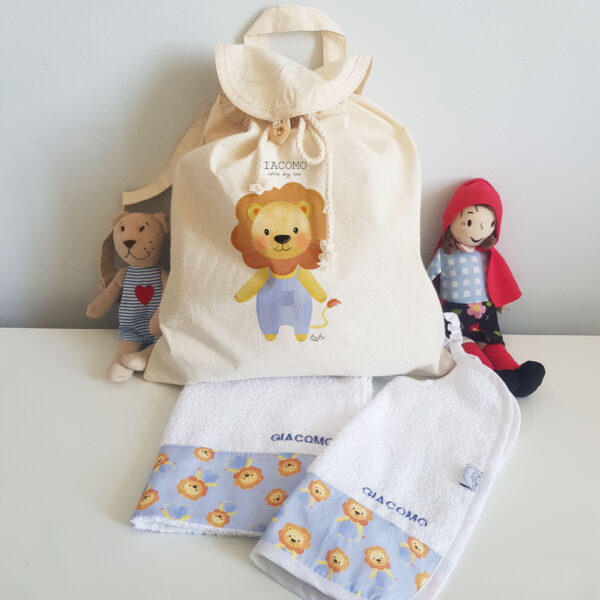 Set Asilo Zainetto Cotone Leggero Bibibaby Animaletto