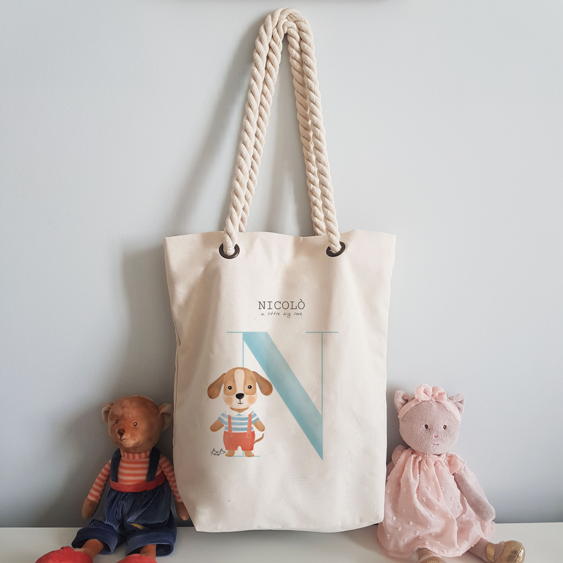 Borsa Bibibaby con manici in corda