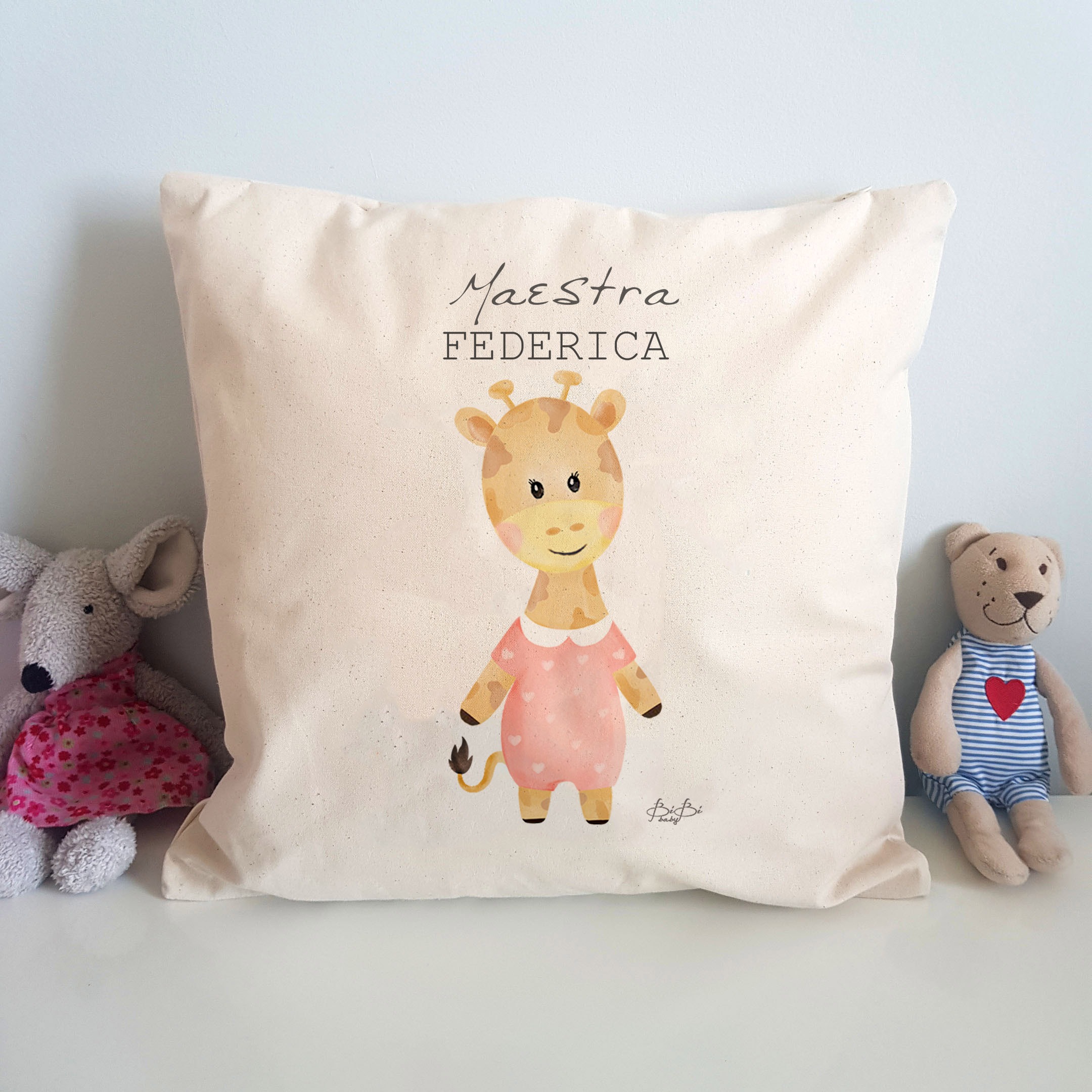 Cuscino Grazie Maestra con Animaletto - immagine 3