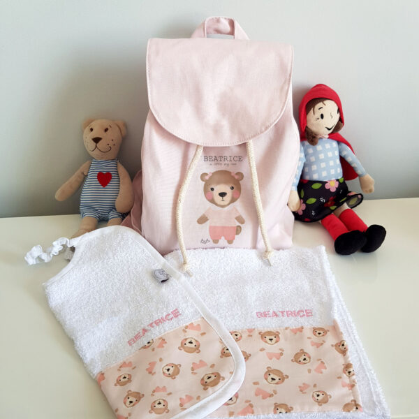 Set Asilo Zainetto Cotone Organico Bibibaby Animaletto