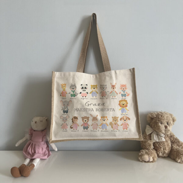 Borsa Shopper in Juta Bibibaby Grazie Maestra