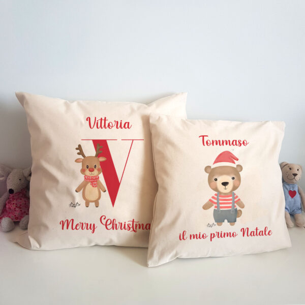 cuscino personalizzato natale nome animaletto colore il mio primo natale
