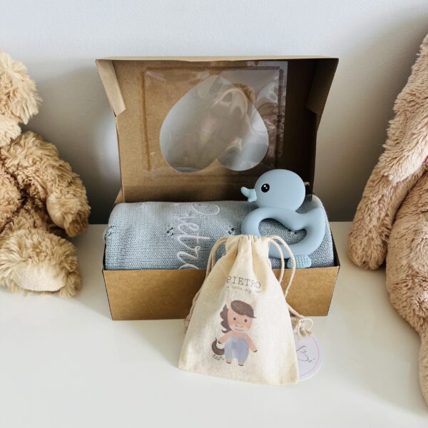 Box Dolci Coccole, Copertina, sacchettino portaciuccio, paperella , personalizzare, nome, cotone, regalo, coccole, nanna, Bibibaby