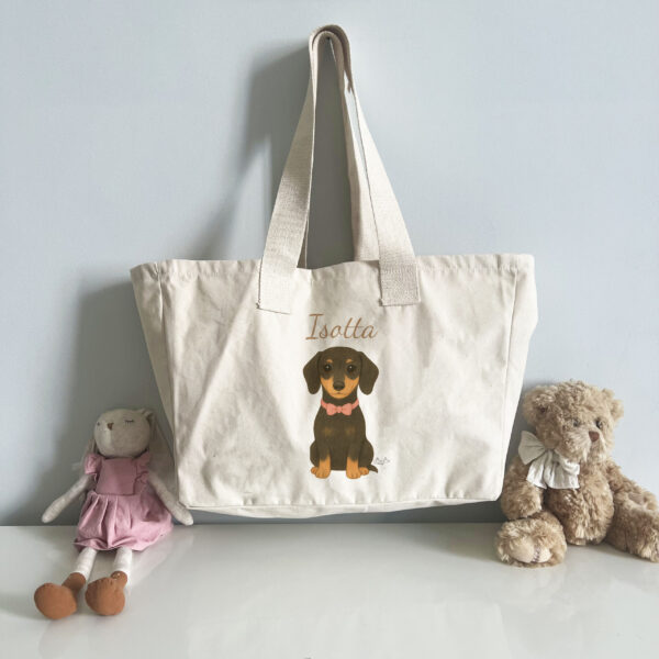 borsa maxi tote personalizzata cucciolo cane colore razza mascio femmina bibilove bibibaby