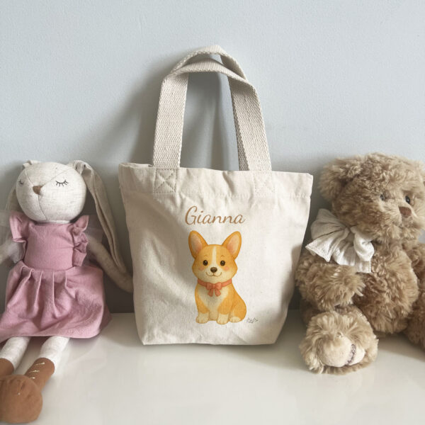 mini borsa tote cucciolo cane bibilove personalizzata maschio femmina nome disegni bibibaby