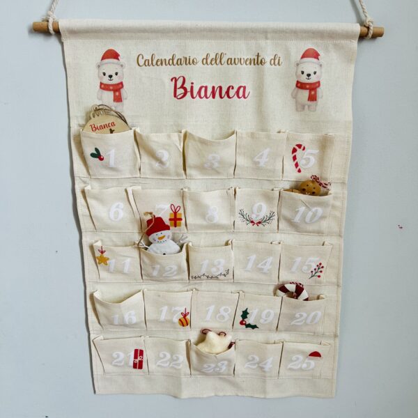 calendario di natale calendario dell'avvento calendario di natale in stoffa personalizzato con il nome