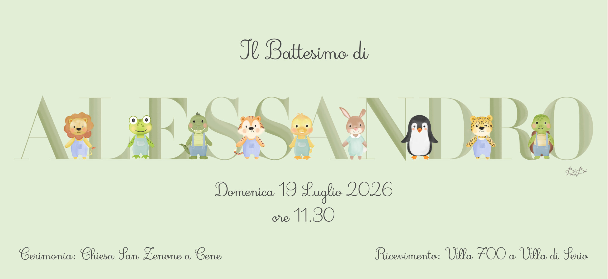 Invito digitale Battesimo Nome con Animaletti - immagine 2